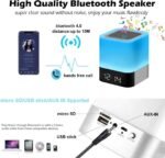 Night Lights Bluetooth Speaker, Alarm Clock Bluetooth Speakers Touch Sensor Bedside Lamp Dimmable Multi-Color Changing Bedside Lamp, MP3 Player, Wireless with Lights - Image 4