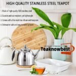 Stainless Steel Tea Pot with Removable Infuser - Loose Leaf Tea Maker, Home & Kitchen Teapot - Large 67.6 oz, Stovetop Safe Teapot for Tea/Coffee, Mirror Finish (2000ml) - Image 3