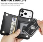ONETOP Compatible with iPhone 17 Pro Wallet Case with Card Holder, PU Leather Kickstand Card Slots Case, Double Magnetic Clasp and Durable Shockproof Cover 6.3 Inch (Black) - Image 4