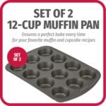 GoodCook Nonstick Steel 12-Cup Muffin Pan, Gray, Set of 2 - Image 3