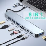 USB C Hub USB Hub 3.0, VIENON Aluminum 8 in 1 USB Extender with SD/TF Card Reader, 3.5mm Aux Headphone Jack for MacBook Pro Air and More PC/Laptop/Tablet Devices - Image 3