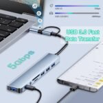 USB C Hub USB Hub 3.0, VIENON Aluminum 8 in 1 USB Extender with SD/TF Card Reader, 3.5mm Aux Headphone Jack for MacBook Pro Air and More PC/Laptop/Tablet Devices - Image 4