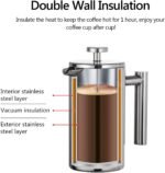 Travel French Press, 34oz Stainless Steel Coffee Press for Camping, Double Wall Insulated & No Drip Spout plastic free coffee maker - Image 6
