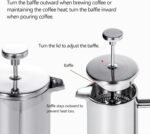 Travel French Press, 34oz Stainless Steel Coffee Press for Camping, Double Wall Insulated & No Drip Spout plastic free coffee maker - Image 7
