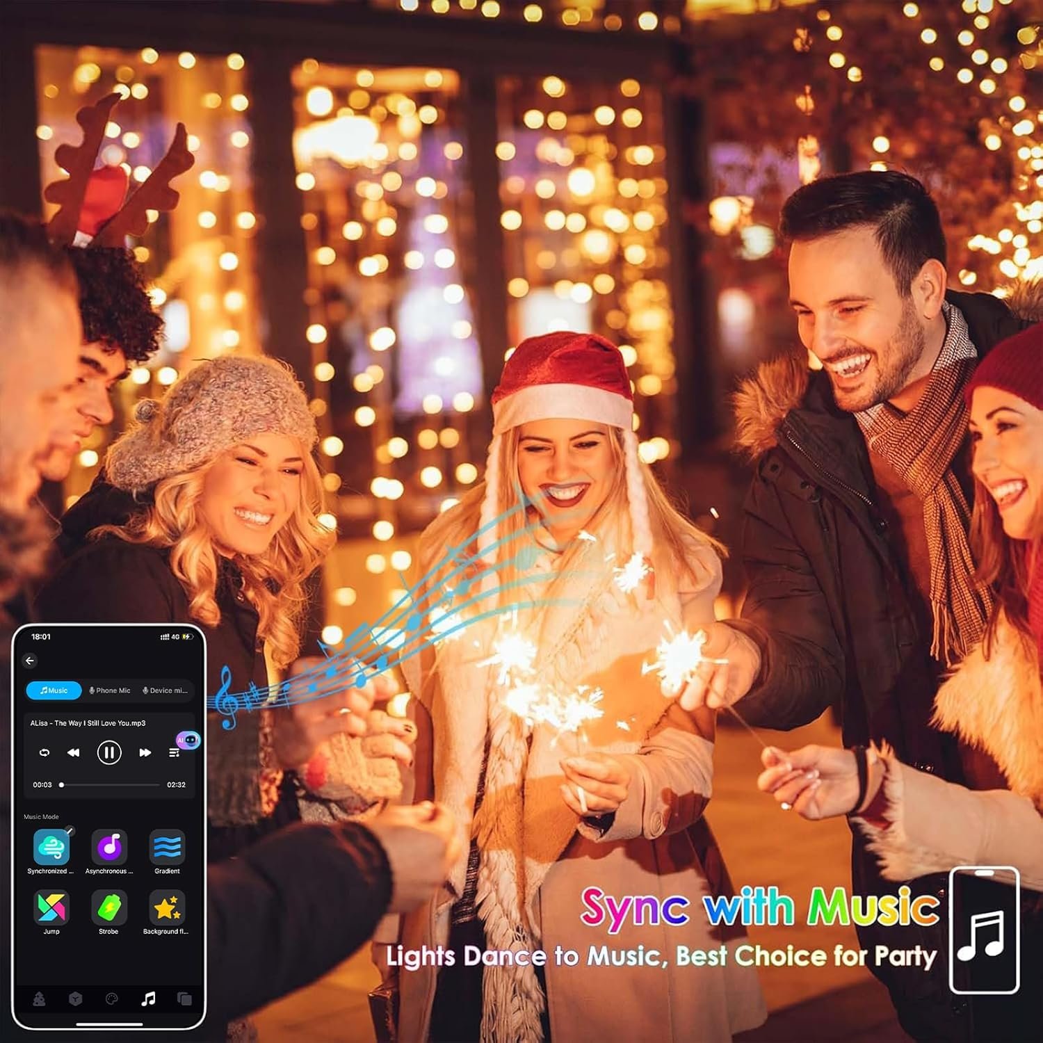 YIQU Smart Color Changing Christmas Lights, 66 FT 200 LED RGB String Lights with Remote App Control and Timer, Music Sync Multiple Modes Twinkle Mini Light Waterproof Indoor Outdoor - Image 6