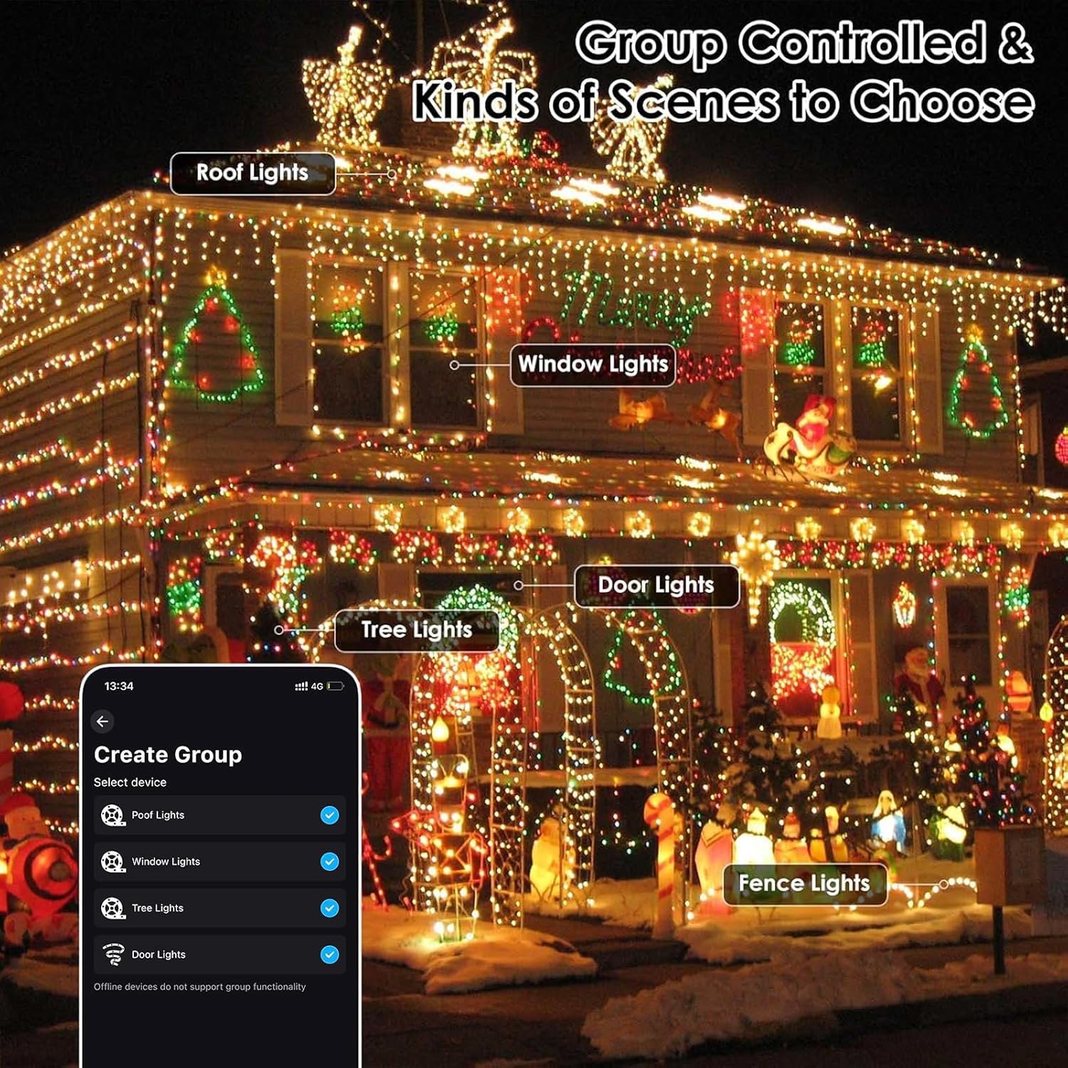 YIQU Smart Color Changing Christmas Lights, 66 FT 200 LED RGB String Lights with Remote App Control and Timer, Music Sync Multiple Modes Twinkle Mini Light Waterproof Indoor Outdoor - Image 8