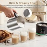 Milk Frother, 16.9 OZ Milk Frother and Steamer, 4 in 1 Electric Milk Frother Dishwasher Safe Durable Silent Frother for Coffee Hot and Cold Foam Maker (Black Stainless) - Image 5