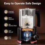 Milk Frother, 16.9 OZ Milk Frother and Steamer, 4 in 1 Electric Milk Frother Dishwasher Safe Durable Silent Frother for Coffee Hot and Cold Foam Maker (Black Stainless) - Image 6
