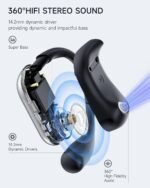EUQQ Open Ear Headphones - Bluetooth 5.4 Sport Earbuds for Running, Ultra Comfort Open Earbuds Wireless with IP7 Waterproof, 50H Playtime & Stereo Sound,Jet Black - Image 5