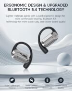 EUQQ Open Ear Headphones - Bluetooth 5.4 Sport Earbuds for Running, Ultra Comfort Open Earbuds Wireless with IP7 Waterproof, 50H Playtime & Stereo Sound,Jet Black - Image 7