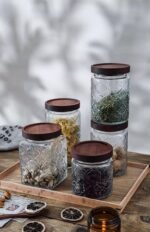 Glass Storage Jars With Airtight Lid, 35oz Container For Kitchen Counter with Wooden Lid, brown sugar, candy, coffee, cookie, salt, tea, cute Jar (35oz Large Sunflower) - Image 6