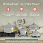 Our Place Titanium Pro Cookware Set | 10-Piece Pots and Pans Set with Always Pan Pro, Perfect Pot Pro & Minis | Non-Toxic No-Coating Nonstick | Induction & Oven-Safe up to 750°F | Gold - Image 3