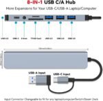 USB Hub 3.0 USB C Hub with SD Card Reader Audio Jack 8 in 1 USB Extender Splitter Multiport Dongle Adapter for MacBook Pro Air and More PC/Laptop/Tablet Devices - Image 3