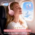 USB C Over Ear Headphones Wired, USB C Wired Headphones with Microphone, Volume Control, HD Stereo Sound, Foldable & Lightweight USB Type C Headphone,Pink - Image 3