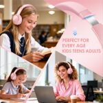 USB C Over Ear Headphones Wired, USB C Wired Headphones with Microphone, Volume Control, HD Stereo Sound, Foldable & Lightweight USB Type C Headphone,Pink - Image 4