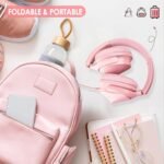 USB C Over Ear Headphones Wired, USB C Wired Headphones with Microphone, Volume Control, HD Stereo Sound, Foldable & Lightweight USB Type C Headphone,Pink - Image 5