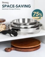 MICHELANGELO Stainless Steel Frying Pan Set, Cooking Pans with Removable Handle, Triply Base Stainless Steel Pan Set, Induction Compatible Skillet- 8" & 9.5" & 11" - Image 4