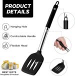 Onader Kitchen Utensils Set, 15 Pcs Silicone Cooking Utensils Set with Holder and Heat Resistant Stainless Steel Handle for Nonstick Cookware - Black - Image 5