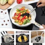 Onader Kitchen Utensils Set, 15 Pcs Silicone Cooking Utensils Set with Holder and Heat Resistant Stainless Steel Handle for Nonstick Cookware - Black - Image 6