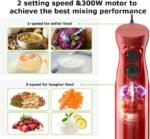 Bonsenkitchen Hand Blender, Immersion Blender with 2 Mixing Speed, Portable Electric Handheld Stick Mixer with Stainless Steel Blades for Soup, Smoothie, Puree, Baby Food, Red - Image 3
