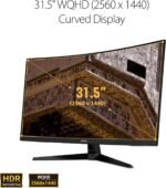 ASUS TUF 32 Inch Curved Gaming Monitor - QHD (2560 x 1440), 165Hz (Supports 144Hz), 1ms, Extreme Low Motion Blur, Speaker, FreeSync Premium, VESA Mountable, DisplayPort, HDMI - VG32VQ1B - Image 3