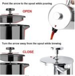 Insulated French Press Coffee Maker Stainless Steel Double-Wall Metal 3 Level Filtration System, Rust-Free Dishwasher Safe - Image 3