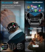 1.7" Large HD Screen Smart Watch for Men with Bluetooth Call, 100+ Sport Modes, 800mAh, IP68 Waterproof Fitness Tracker Heart Rate/Sleep Monitor, Compatible with iOS Android, Black-Steel - Image 3