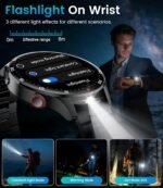 1.7" Large HD Screen Smart Watch for Men with Bluetooth Call, 100+ Sport Modes, 800mAh, IP68 Waterproof Fitness Tracker Heart Rate/Sleep Monitor, Compatible with iOS Android, Black-Steel - Image 4