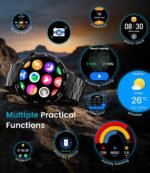 1.7" Large HD Screen Smart Watch for Men with Bluetooth Call, 100+ Sport Modes, 800mAh, IP68 Waterproof Fitness Tracker Heart Rate/Sleep Monitor, Compatible with iOS Android, Black-Steel - Image 5