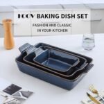 KOOV Bakeware Set, Ceramic Baking Dish, Rectangular Lasagna Pans for Cooking, Cake Dinner, Kitchen, 9 x 13 Inches, Texture Series 3-Piece (3 Piece, Aegean) - Image 3