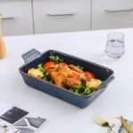 KOOV Bakeware Set, Ceramic Baking Dish, Rectangular Lasagna Pans for Cooking, Cake Dinner, Kitchen, 9 x 13 Inches, Texture Series 3-Piece (3 Piece, Aegean) - Image 5