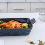 KOOV Bakeware Set, Ceramic Baking Dish, Rectangular Lasagna Pans for Cooking, Cake Dinner, Kitchen, 9 x 13 Inches, Texture Series 3-Piece (3 Piece, Aegean) - Image 6
