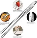 11 Inch Tweezers Tongs for Cooking,2 PCS KitchenTongs Precision Serrated Tips, Stainless Steel Tweezer Kitchen Tools for BBQ, Plating and Serving (Stainless Steel) - Image 5