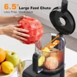 Cold Press Juicer Machines with 6.5" Large Feed Chute, Juicer for Whole Vegetables & Fruits, High Juice Yield (Black) - Image 3