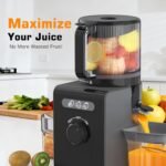 Cold Press Juicer Machines with 6.5" Large Feed Chute, Juicer for Whole Vegetables & Fruits, High Juice Yield (Black) - Image 4