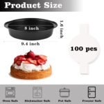 HUAKENER 8 Inch Cake Pan - Set of 3 Round Cake Pans with 100 Pieces Parchment Paper, Non-stick Cake Baking Pans with Handle, Dishwasher Safe - Image 4