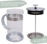 Elanze Designs Stainless Steel 1 Liter Glass French Press Coffee and Loose Leaf Tea Maker - Image 3