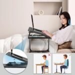 Laptop Desk for Bed Couch,Lap Desk for Laptop,Portable Laptop Stand for Desk,Small Adjustable Laptop Desk,Foldable Bed Table for Laptops and Writing, Bed Tray Table with Cup Holder(Black) - Image 3