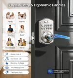 Veise Keypad Door Lock with Handle, Keyless Entry for Front Door & Bedroom, Electronic Lock with Code, Auto-Locking, Easy Installation, Passage Mode, Satin Nickel - Image 3