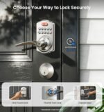 Veise Keypad Door Lock with Handle, Keyless Entry for Front Door & Bedroom, Electronic Lock with Code, Auto-Locking, Easy Installation, Passage Mode, Satin Nickel - Image 4