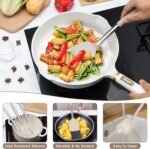 Onader Silicone Cooking Utensils Set of 15, Kitchen Utensils Set with Holder for Nonstick Cookware, 446°F Heat Resistant Stainless Steel Handle - Khaki - Image 5