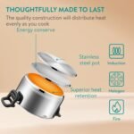 Navaris Stainless Steel Stock Pot 5.6qt(5.3L) - Built-in Strainer, Free Standing Glass Lid, Lid & Utensil Holders, Easy Draining Handles, Polished Soup Pot, Ceramic Induction Ready - Image 5