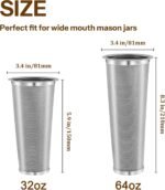 Cold Brew Coffee Filter for Wide Mouth Mason Jar, 304 Stainless Steel Filter Ultra Fine Mesh for Cold Brew, Iced Coffee and Iced Tea 1 Quart Wide Mouth Mason Jars - Image 5