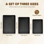 Nonstick Baking Sheet Pan Set of 3, Heavy Duty Cookie Sheets for Oven with Stripe Texture Pattern, 0.6mm Thick Quarter/Half/Jelly Roll Pans, Rust-Resistant & Easy Clean (Black) - Image 4
