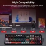 AULA F106 PRO Wireless Mechanical Keyboard, 104 Keys Gaming Keyboard with Knob & Screen, Tri-Mode RGB Hot Swappable Creamy Sounding Computer Keyboards for PC/Laptop/Windows - Black Red - Image 4