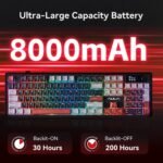 AULA F106 PRO Wireless Mechanical Keyboard, 104 Keys Gaming Keyboard with Knob & Screen, Tri-Mode RGB Hot Swappable Creamy Sounding Computer Keyboards for PC/Laptop/Windows - Black Red - Image 5