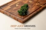 Walnut Wood Cutting Board End Grain Wooden Cutting Boards for Kitchen Chopping Block with Deep Juice Groove, Inners Handles, Gift Box, 16.5"x11.6"x0.8" - Image 4