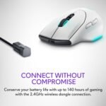 Alienware Wireless Gaming Mouse AW620M - Wireless/Wired, 1 x USB - 4 pin USB Type A, 26000 dpi, 3.52oz (99g) Weight, 7 Buttons, Non-Slip Grip, up to 140 Hours of Gaming - Lunar Light - Image 5