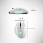 Alienware Wireless Gaming Mouse AW620M - Wireless/Wired, 1 x USB - 4 pin USB Type A, 26000 dpi, 3.52oz (99g) Weight, 7 Buttons, Non-Slip Grip, up to 140 Hours of Gaming - Lunar Light - Image 7