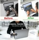 2026 Upgraded Magnetic Phone Holder for Laptop & Monitor, Foldable Hidden Continuity Camera Mount for MagSafe iPhone 17/16/15/14/13/12, Adjustable Phone Stand for Computer/Tesla, Black - Image 3